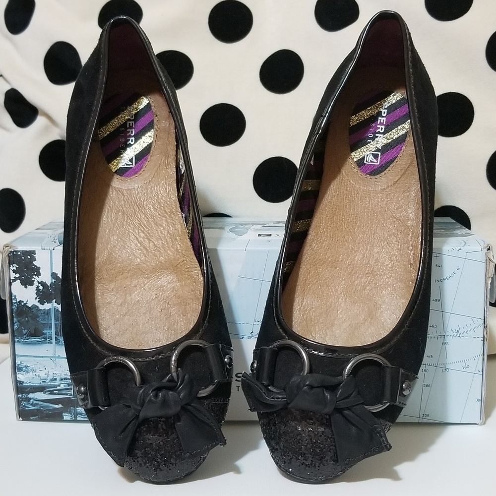 Sperry black bow flats